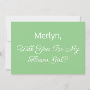 Bloemenmeisje Voorstel Sage Green Minimal Wedding Kaart