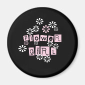 Bloemenmeisje White op zwart Magneet (Voorkant)