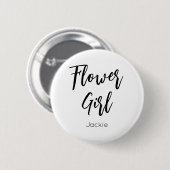 Bloemenmeisje Zwart Witte Trouw Knop Ronde Button 5,7 Cm (Voorkant /achterkant)