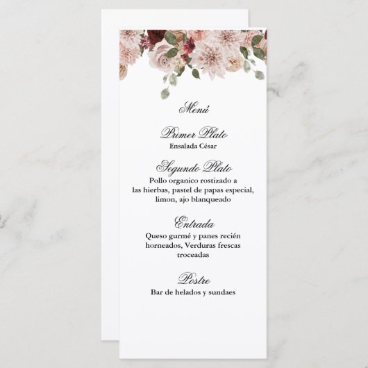 Bloemenmenu sjabloon voor elke gelegenheid menu (Voorkant / Achterkant)