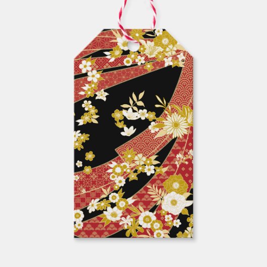 Bloemenmix Kimono patroon Cadeaulabel (Voorkant)
