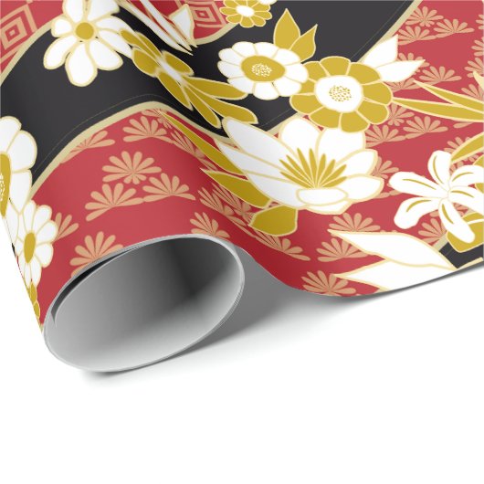 Bloemenmix Kimono patroon Cadeaupapier (Rol Hoek)