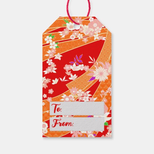Bloemenmix Kimono Pattern Spring Cadeaulabel (Achterkant)
