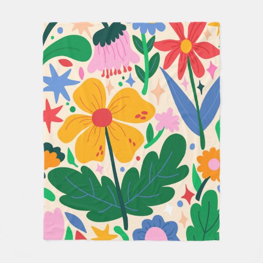 bloemenmixtape fleece deken (Voorkant)