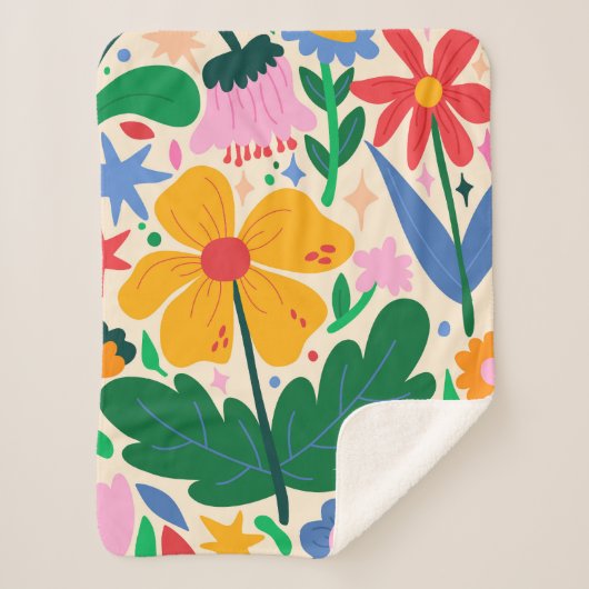 bloemenmixtape sherpa deken (Voorkant)