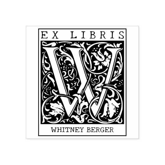  bloemenmonogram Briefboek Ex libris Rubberstempel (Afrduk)