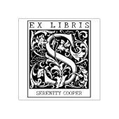 bloemenmonogram Briefboek Ex libris Rubberstempel (Afrduk)