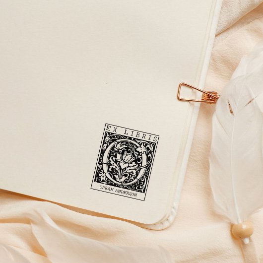  bloemenmonogram Briefboek Ex libris Rubberstempel