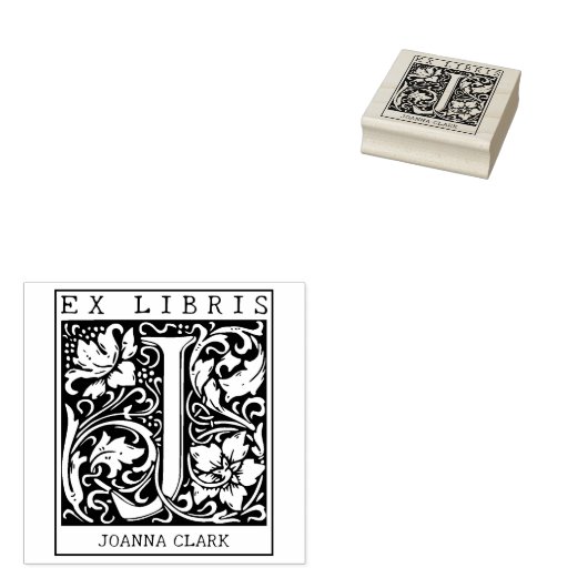 bloemenmonogram Briefboek Ex libris Rubberstempel (Gestempeld)