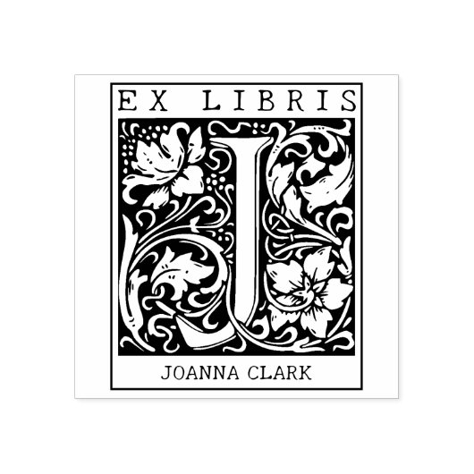 bloemenmonogram Briefboek Ex libris Rubberstempel (Afrduk)