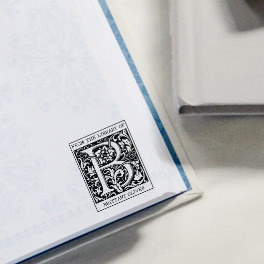  bloemenmonogram letter B uit de bibliotheek Rubberstempel