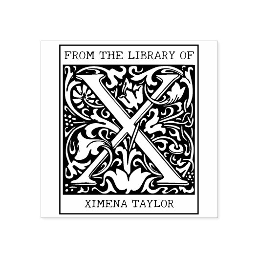 bloemenmonogram letter X uit de bibliotheek Rubberstempel (Afrduk)