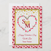 Bloemenmonogram Valentijnsdag met gouden hart (Voorkant)