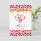 Bloemenmonogram Valentijnsdag met gouden hart (Staand voorkant)