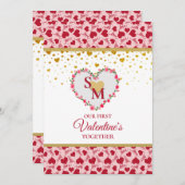 Bloemenmonogram Valentijnsdag met gouden hart (Voorkant / Achterkant)