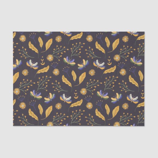 Bloemenmot vlinderpatroon tissuepapier (Voorkant)