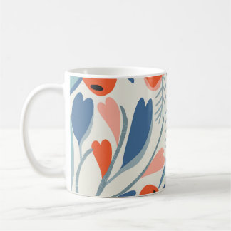  bloemennaadloze, botanische achtergrond. koffiemok