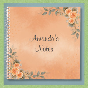 Bloemennotebook in tinten perzik en salie notitieboek