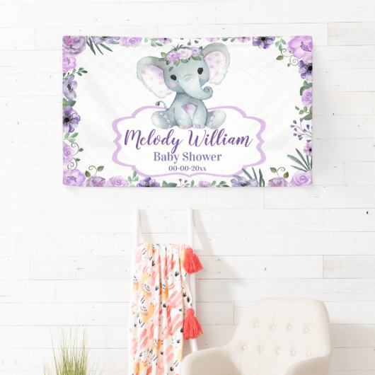 Bloemenolifant Paarse teken rustieke achtergrond d Spandoek (Insitu)