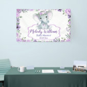 Bloemenolifant Paarse teken rustieke achtergrond d Spandoek (Beurs)