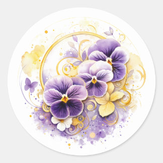 Bloemenpansy Ronde Sticker