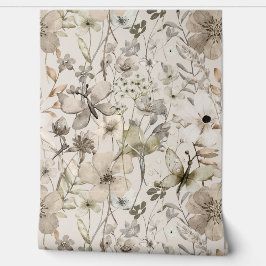 Bloemenparadijs beige behang rolletjes