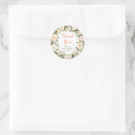 Bloemenparaplu Baby shower Dank u Ronde Sticker (Tas)