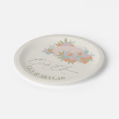 Bloemenparaplu neutraal unisex Baby shower Papieren Bordje (Gekanteld)