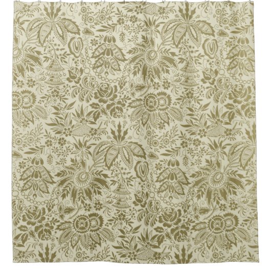 Bloemenpatroon Groene salie Antiek Damask Douchegordijn (Voorkant)