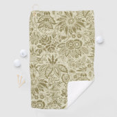 Bloemenpatroon Groene salie Antiek Damask Golfhanddoek (Insitu)