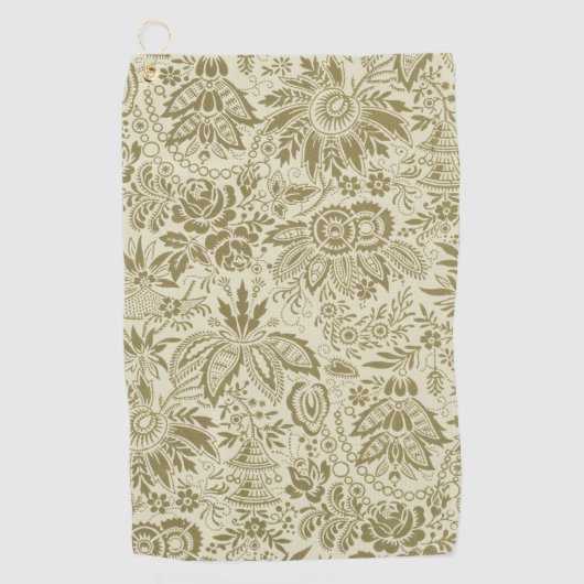 Bloemenpatroon Groene salie Antiek Damask Golfhanddoek (Voorkant)