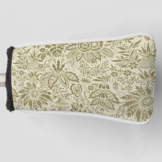 Bloemenpatroon Groene salie Antiek Damask Golfheadcover (Voorkant)