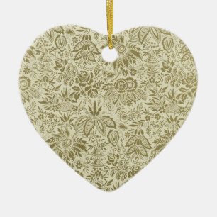Bloemenpatroon Groene salie Antiek Damask Keramisch Ornament