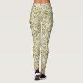 Bloemenpatroon Groene salie Antiek Damask Leggings (Achterkant)