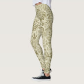 Bloemenpatroon Groene salie Antiek Damask Leggings (Links)