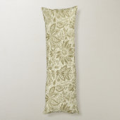 Bloemenpatroon Groene salie Antiek Damask Lichaamskussen (Achterkant (Verticaal))