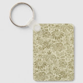 Bloemenpatroon Groene salie Antiek Damask Sleutelhanger (Voorkant)
