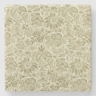 Bloemenpatroon Groene salie Antiek Damask Stenen Onderzetter