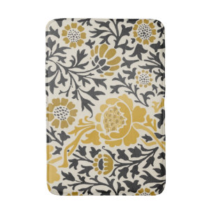 Bloemenpatroon in vintage-stijl geel en zwart badmat