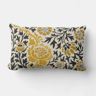 Bloemenpatroon in vintage-stijl geel en zwart kussen