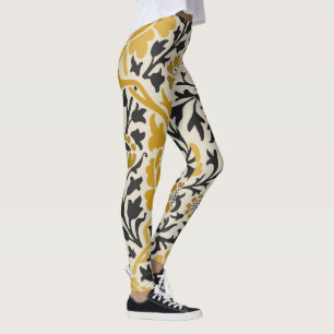 Bloemenpatroon in vintage-stijl geel en zwart leggings