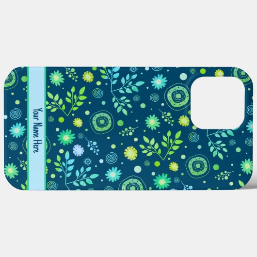 Bloemenpatroon Inspirivity Modern Blauw Gepersonal Case-Mate iPhone Case (Achterkant (horizontaal))