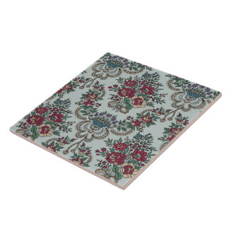 Bloemenpatroon Kleurrijke Trendy Bloemen en Blader Tegeltje