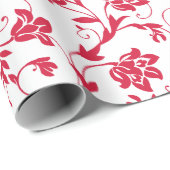 Bloemenpatroon | Kostbaar Rood & Wit | Aangepast Cadeaupapier (Rol Hoek)