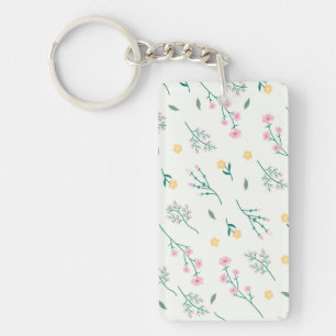 Bloemenpatroon Lente Bloemen Acryl Sleutelhanger