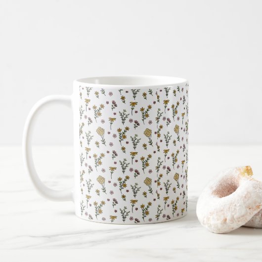 Bloemenpatroon Lente Bloemen Classic Koffiemok (Met donut)