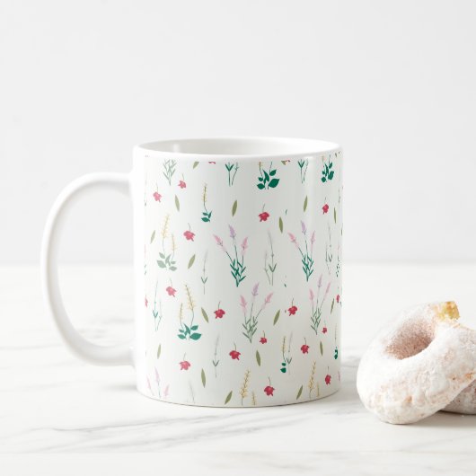 Bloemenpatroon Lente Bloemen Classic Koffiemok (Met donut)