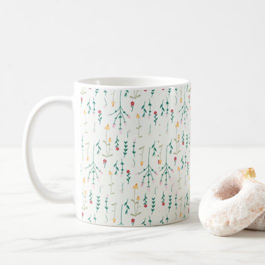 Bloemenpatroon Lente Bloemen Classic Koffiemok (Met donut)