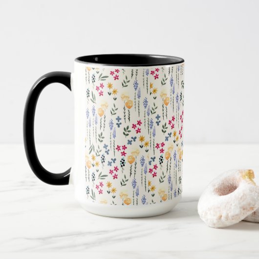 Bloemenpatroon Lente Bloemen Combo Mok (Met donut)