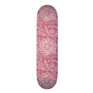 Bloemenpatroon met blauwe kant achtergrond skateboard
